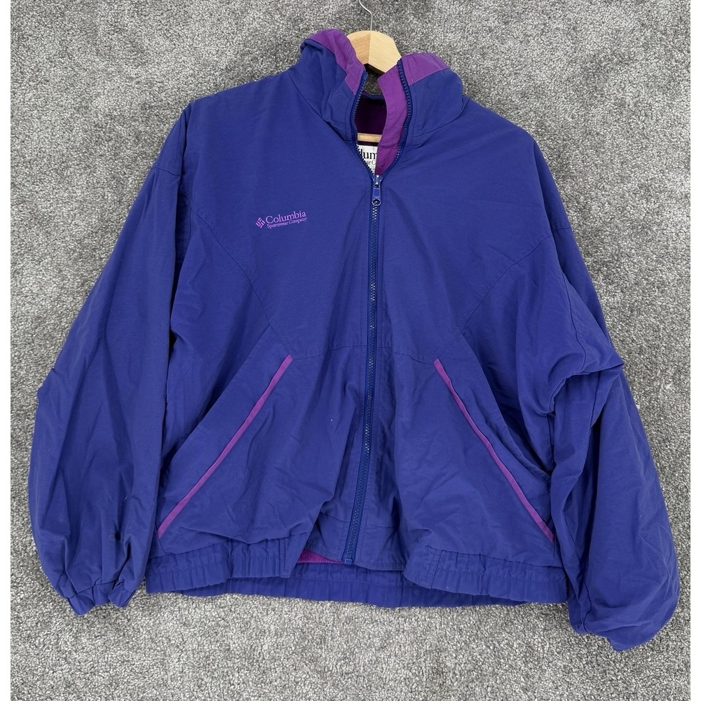 VTG 90s Columbia Women's Medium Purple Blue Colorblock Windbraker Jacket